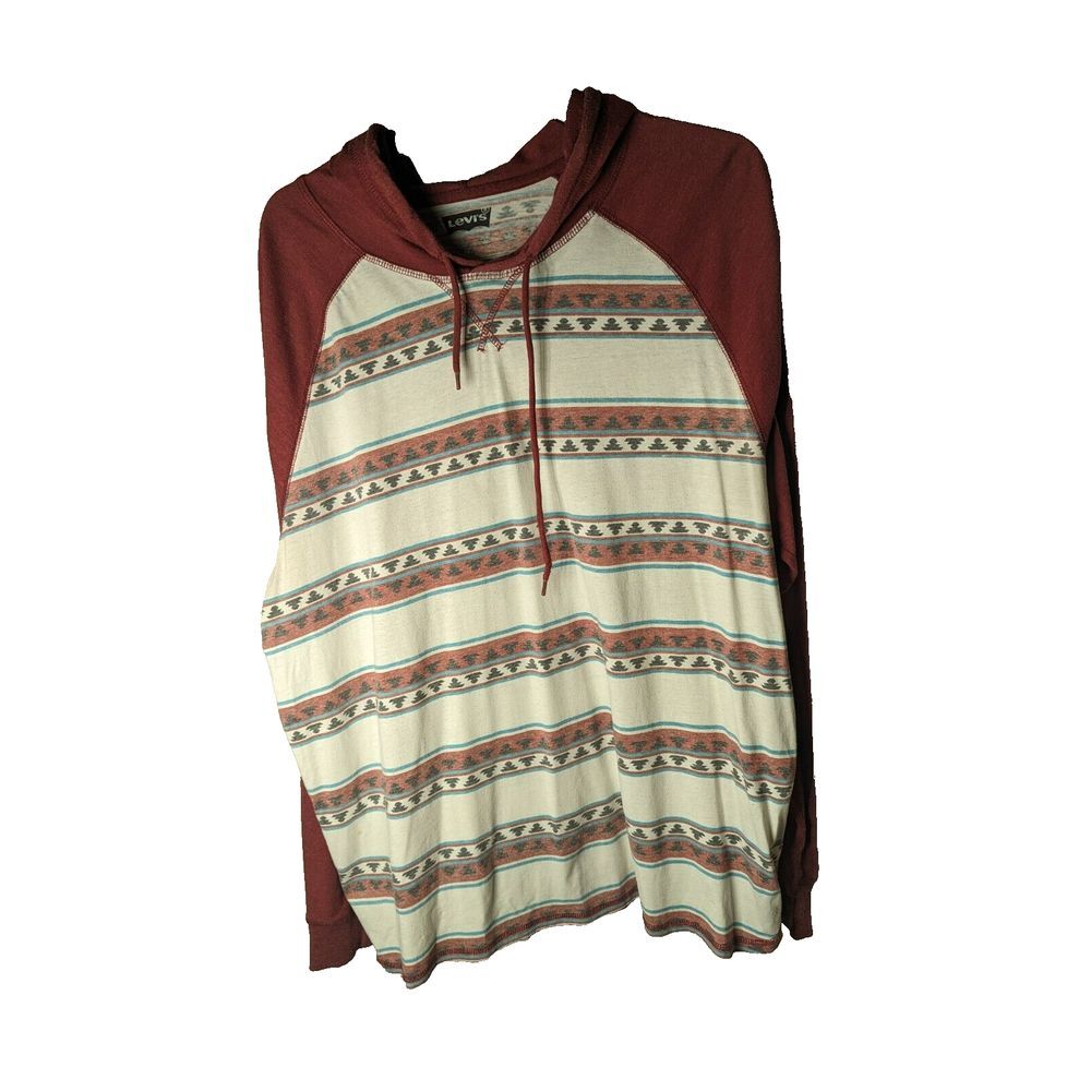Levis Hoodie Men's XL Red Logo‎ Long Sleeve Western Aztec USA